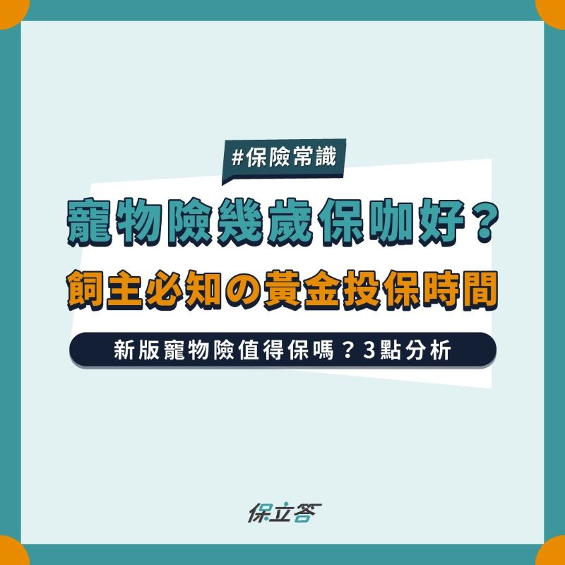 寵物險幾歲開始保比較好？投保黃金時間大公開
